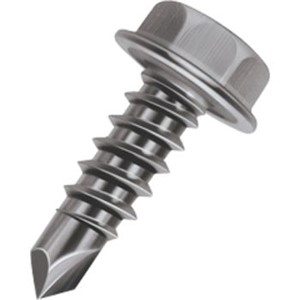 Screws                                                                          Bit-Tip   #3 Screw - Hex Washer Head                                             - Taps a matching thread                                                        - Drills its own hole                                                           - Fastens in steel                                                                up to .200" thick