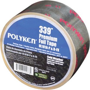 Foil Tape                                                                       339 Polyken Cold Weather Premium Foil Tape                                      - Acrylic adhesive                                                              - Kraft paper liner                                                             - Low VOC content                                                               - Mold and mildew-resistant                                                     - Single-coated with liner                                                      - UL181A-P and 181B-FX Listed