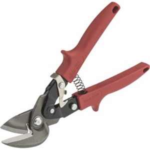 Metal Snips                                                                     Max2000   Offset Aviation Snips                                                  - Cuts straight line and                                                          5" diameter circles                                                           - Hardened alloy steel                                                            blades with precision                                                         ground cutting edges                                                            - Molded thermoplastic color-coded grips                                          permanently fitted over full length steel                                     handle shafts                                                                   - Narrow grip opening accommodates                                                large or small hands                                                          - Ambidextrous, one-hand operation latch - Length: 10"                                                                   - Length of cut: 1-1/4"                                                         - Made in the USA