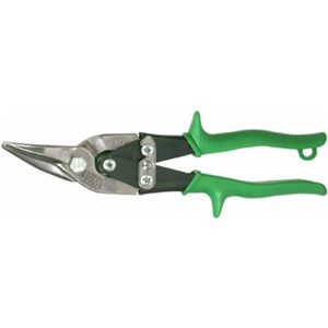 Snips                                                                           Metalmaster   Compound Action Snip                                               - Cuts low carbon cold rolled steel                                             - Non-slip serrated jaws of                                                       wear-resistant molybdenum steel                                               - Self-opening action for fast, effortless feed                                 - Protective safety latch                                                       - Length: 9-3/4"