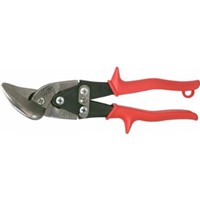 Snips                                                                           Metalmaster   Offset Snip                                                        - Allows straight or circle cuts                                                - Cuts low carbon cold rolled steel                                             - Spring action for fast, effortless feed                                       - Non-slip, textured grips and safety latch                                     - Non-slip serrated jaws of                                                       wear-resistant molybdenum steel                                               - Length: 9-1/4"
