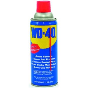Lubricants                                                                      WD-40   Lubricant                                                                - Loosens rusted parts, stops                                                     leaks and protects metal                                                      - Removes tar, grease and adhesives                                             - Displaces moisture                                                            - Smart straw can