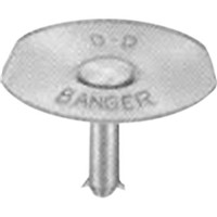 Insulation Fasteners                                                            Standard Banger                                                                  - Two prong jaws to fasten to the                                                 sheet metal                                                                   - Zinc-chromate plated                                                          - 10 Gauge                                                                      - Pin diameter: 0.136"                                                          - Washer diameter: 1"                                                           - Thickness: .015"