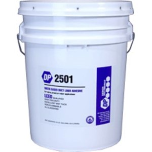 Adhesives                                                                       DP 2501 Water-Based Duct Liner Adhesive                                         - For spray, brush, and                                                           roller applications                                                           - Low odor, non-oxidizing                                                       - Moisture-resistant                                                            - Premium quality                                                               - LEED Qualified                                                                - cULus Classified