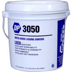 Adhesives                                                                       DP 3050 Water-Based Lagging Adhesive                                            - For indoor use                                                                - High strength and durability                                                  - Crack, peel, and sag-resistant                                                - Water-resistant                                                               - Quick-drying                                                                  - Low odor                                                                      - Premium quality                                                               - LEED Qualified                                                                - UL Listed