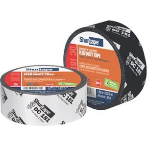 Metallized Duct Tape                                                            DC 181 UL 181B-FX Listed/Printed Film Tape  -                                   2.8 Mil                                                                         - Applications:                                                                 - For use on Class 1 Flex                                                         Duct for connecting,                                                          joining, sealing                                                                and patching flexible                                                           air ductwork                                                                    - Excellent conformability to                                                     uneven surfaces                                                               - Easy to unwind and tear                                                       - High-tack acrylic cold temperature adhesive                                                          - Metallized BOPP film with                                                       black print/black with white print                                            - Acrylic-based adhesive                                                        - Standards: Tested in accordance with UL 723; UL 181B-FX; UL Listed; FSI 25/SDI 50; US Green Building Council - LEED   Point Contributor Product                -                                                                               -                                                                                 * Metallized