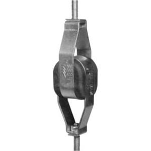 Hangers and Reinforcements                                                      Isolation Hanger                                                                - For 3/8" threaded rod                                                         - Overall length: 5-7/8"                                                        - Load-bearing capacity: 1,100 lbs                                              - 1-3/4" Rubber padding prevents vibrations