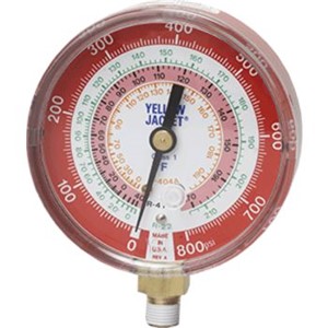 Manifold Gauges                                                                 3-1/8" Dry Manifold Gauge (  F) for Gauge Scales R-22, R-404A, R-410A            ** Features retard protection to 500 psi