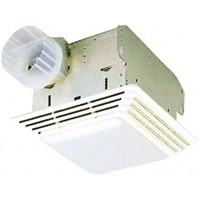 Combination Bath Fans                                                           Economy Fan/Light Bath Fan                                                      - 4" Duct size                                                                  - 10-5/8" x 11-1/8" White                                                         polymeric grille                                                              - 100W Lighting capacity                                                          (bulb not included)                                                           - Shatter-resistant light diffusing lens                                        - Type IC (insulation contact)                                                  - Plug-in, permanently lubricated motor                                         - Mounting ears                                                                 - Use with model 68W or 68V 2-function                                            control (available separately) - Polymeric duct connectors with tapered sleeves                                - Housing dimensions: 5-3/4"H x 8-1/4"W x 8"L                                   - UL Listed for use over bathtubs or showers                                      when connected to a GFCI circuit                                              - 1-Year warranty
