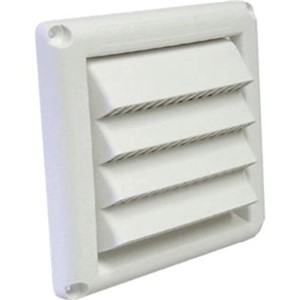 Specialty Vents/Hoods                                                           Fresh Air Intake Vent                                                           - Stationary molded plastic louvers                                             - Built in molded screen                                                        - Durable and weather-resistant