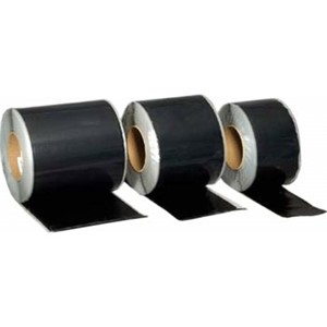 Overlayment Strips                                                              Sure-Seal   EPDM Pressure-Sensitive Overlayment Strip                            - 40 mil semi-cured EPDM laminated to a                                           30 mil fully cured, synthetic rubber-based, pressure-sensitive adhesive       - Resists tearing, cracking                                                       and abrasions                                                                 - Designed for stripping in                                                       gravel stops, metal edging,                                                   drip edges, end laps, and                                                       Carlisle   seam fastening plates