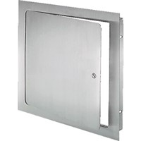 Flush Non-Rated Access Doors                                                    - Universal flush access door                                                     for walls and ceilings                                                        - Install in drywall, plaster, masonry,                                           tile or any flush surface                                                     - Includes rounded safety corners,                                                one-piece trim flange, and                                                    continuous concealed hinge                                                      - 1-1/4" Deep mounting frame                                                    - Stainless steel screwdriver-operated cam latch. Also available: cylinder lock and key, allen head cam latch, spanner head cam latch.                          - 14 gauge door, 16 gauge mounting frame.                                       - Satin polish stainless steel finish