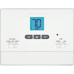 1000 Series Non-Programmable Thermostats                                        - Compatible with gas, oil, electric, heat pump and millivolt systems           - Bright blue display backlight                                                 - Adjustable temperature limits                                                 - Easy-access front battery door                                                - Hardwired or battery powered                                                  - Non-volatile memory retains user settings                                     - Separate O and B terminals                                                    - Compressor short-cycle protection                                             - Separate heating and cooling set point temperatures                           - Low battery indication                                                        - ESD Guard  electronic circuitry                                               - Front access reset button - F  /C   Switch                                                                  - Gas/electric fan switch                                                       - Mount to horizontal box                                                         1000NC Builder Series Economy Non-Programmable Thermostat                     - Single-stage conventional or heat pump systems                                - Separate O & B terminals                                                      - 2-Year limited warranty