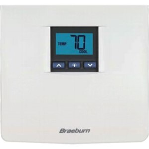 3000 Series Non-Programmable Thermostats                                        - Compatible with gas, oil, electric, heat pump and millivolt systems           - Large bright blue display backlight                                           - Recirculating fan mode                                                        - Residual cooling fan delay                                                    - Separate heating and cooling set points                                       - Adjustable temperature differential                                           - Front reset button                                                            - Non-volatile memory retains user settings                                     - ESD Guard  electronic circuitry                                               - Keypad lockout                                                                - High-temperature safety switch                                                - Compressor short cycle protection - Easy-access front battery door                                                - Separate subbases are interchangeable                                         - 5-Year limited warranty                                                         3200 Series Thermostat                                                        - Auxiliary heat fossil fuel switch                                             - Multi-colored LED status indicator