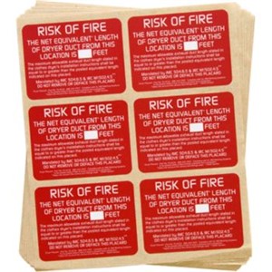 Labels                                                                          Risk of Fire Label                                                              - Lexan   velvet-textured                                                          polycarbonate                                                                 - 3M   Pressure-sensitive adhesive                                                 sticks permanently to a wide                                                  variety of surfaces                                                             - Dimensions: 3" x 4"