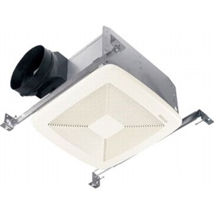 QTXE QT Series  Ventilation Fans                                                - Very quiet operation                                                          - Hanger bars for easy installation                                             - Motor engineered for continuous operation                                     - 6" Duct size                                                                  - Housing dimensions: 7-5/8"H x 10-1/2"W x 11-3/8"L                             - UL Listed for use over bathtubs or shower                                       when connected to a GFCI circuit                                              QTXE Ventilation Fan                                                            - 13" x 14" White polymeric grille                                              - Energy Star   rated                                                            - 3-Year warranty