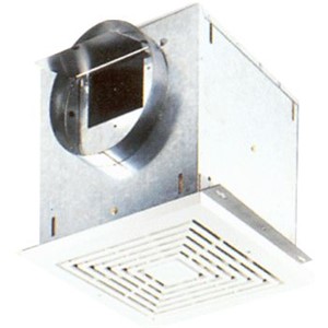 LoSone   Select   Ventilators                                                     - Quiet, automatic backdraft damper                                             - AMCA Licensed for both air and sound                                          - Sound-absorbing acoustic insulation                                           - 20 Gauge galvanized steel housing                                             - Can be ducted horizontally or vertically                                      - Use Broan electronic variable speed control to                                  adjust blower speed and sound level (available separately)                    - 120V                                                                            LoSone   Model L200/L250/L300 Ceiling-Mount Ventilator                         - Single, impact-resistant                                                        centrifugal blower wheel                                                      - Housing dimensions: 11-3/4"H x 12-1/4"W x 12-1/4"D                                                - 8" Round duct connector                                                       - 14" Square grille