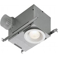 Ventilation Heater/Fan/Lights                                                   Recessed Fan Light                                                              - High-efficiency centrifugal fan                                               - Trim matched to design                                                          of major recessed light                                                       manufacturers                                                                   - Multiple units can easily                                                       be used in larger rooms                                                       - Uses a 75W bulb, either R30 or BR30 for standard applications                 - 6-7/8" High housing appropriate for                                             new construction and 2" x 8" ceiling joists                                   - 4" Round duct connector                                                       - Not for use over cooking surfaces - HVI Certified                                                                 - UL Listed for use over bathtubs and showers when connected to a GFCI protected branch circuit with PAR30L or PAR30LN type bulb