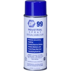 Cleaners                                                                        DP 99 Spray Degalvanizer Cleaner                                                - Removes galvanized build-up                                                   - Protects machine rollers, shears,                                               notchers, and punch press dies