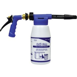 Chemical Sprayers                                                               Coil Gun   Sprayer & Probe                                                       - Use for coil cleaning as well as in food preparation areas, wash rooms, or any situation where use of water-diluted chemicals are required                    - Quick disconnect                                                              - No pre-mixing is necessary                                                    - Recommended water pressure: 40 - 60 psi                                       - Five mix ratio settings: 3:1, 4:1, 6:1, 9:1, and 10:1                         - Foam wand to enhance foaming                                                  - Deflector tip to fan out spray                                                - Coil Gun   probe has 90   direction of spray                                      that allows cleaning from inside the coil