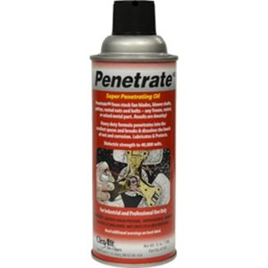 Lubricants                                                                      CleanAir  Penetrate HD   Super Penetrating Oil                                   - Frees stuck fan blades, blower shafts,                                          pulleys, rusted nuts and bolts                                                - Low surface tension formula                                                     penetrates into the smallest                                                  spaces to break and dissolve                                                    the bonds of rust and corrosion                                                 - Lubricates and protects metals with a                                           dielectric strength to 40,000V                                                (low VOC formula for California                                                 is 31,000V)                                                                     - For industrial and professional use only