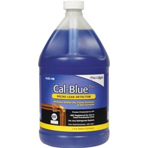 Gas Leak Detectors                                                              Cal-Blue   Plus Gas Leak Detector                                                - High-viscosity formula                                                          provides long-lasting                                                         bubbles                                                                         - Suitable for all refrigerants,                                                  natural gas, and oxygen                                                       - Non-corrosive                                                                 - Will not affect UV lights                                                     - Detects smallest leaks                                                        - Freeze protected to 5  F, can                                                    be used up to 225  F                                                           - NSF Certified