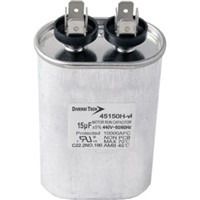 Run Capacitors                                                                  440VAC Oval Motor Run Capacitor with Single Capacitance                         - Metal can                                                                     - 1/4" Quick connect terminal                                                   - Frequency: 50/60 Hz                                                           - Designed for continuous ru