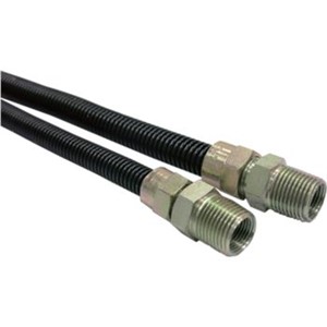 Gas Connectors                                                                  Stainless Steel Flexible Gas Connector (MPT)                                    - Stainless steel 304 tubing                                                    - Black epoxy coating                                                           - Zinc-plated steel fittings                                                    - Rated operating temperature:                                                    -40  F to 150  F                                                                - Rated pressure: 0.5 psi                                                       - 100% Leak tested