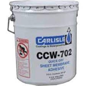 Adhesives                                                                       CCW-702LV Adhesive                                                              - Quick-drying                                                                  - Solvent-based                                                                 - High-tack                                                                     - Specifically designed to promote maximum adhesion of CCW membranes            - Viscosity: 200 cps