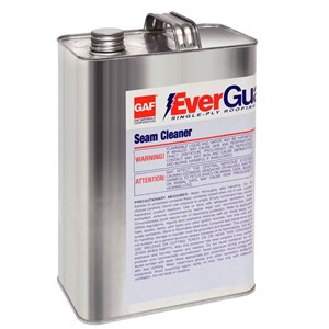 Cleaners                                                                        EverGuard   TPO Seam Cleaner                                                     - For cleaning exposed or contaminated seams prior to heat welding              - Removes residual soap and revives aged membranes                              - Not for use on "bag fresh" material with less than 12 hours of exposure unless contaminated