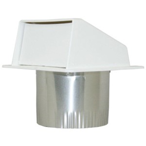 Eave Vents                                                                      Plastic Eave Vent Exhaust Cap with Tailpipe                                     - Polypropylene molded plastic                                                  - Pre-drilled mounting holes                                                    - Back draft damper                                                             - 3" Tailpipe                                                                   - Locking ring connection on back                                               - Use for bathroom fan or dryer vent